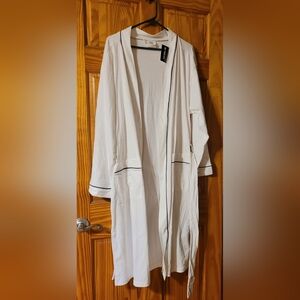 Luxurious White Women's Robe with Black Trim. (C02)